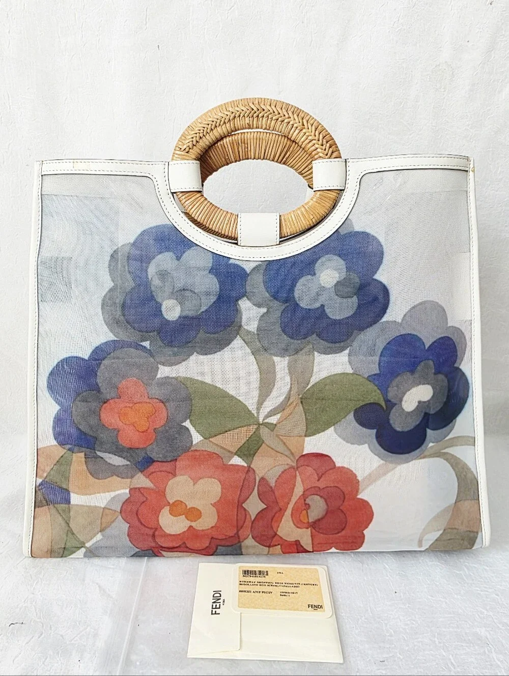 Auth Fendi Large Runway Shopper Mesh Tote Bag